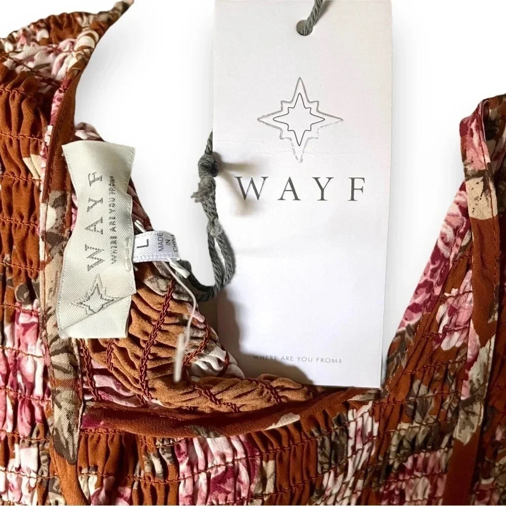 WAYF Floral Tiered Smocked Maxi Dress Size Large NWT - Picture 4 of 6